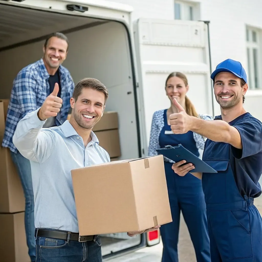 Satisfied clients with moving team